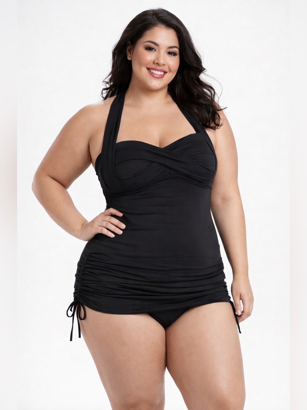 Jordan Taylor Women’s Ruched Swimsuit in Black Sz 18
